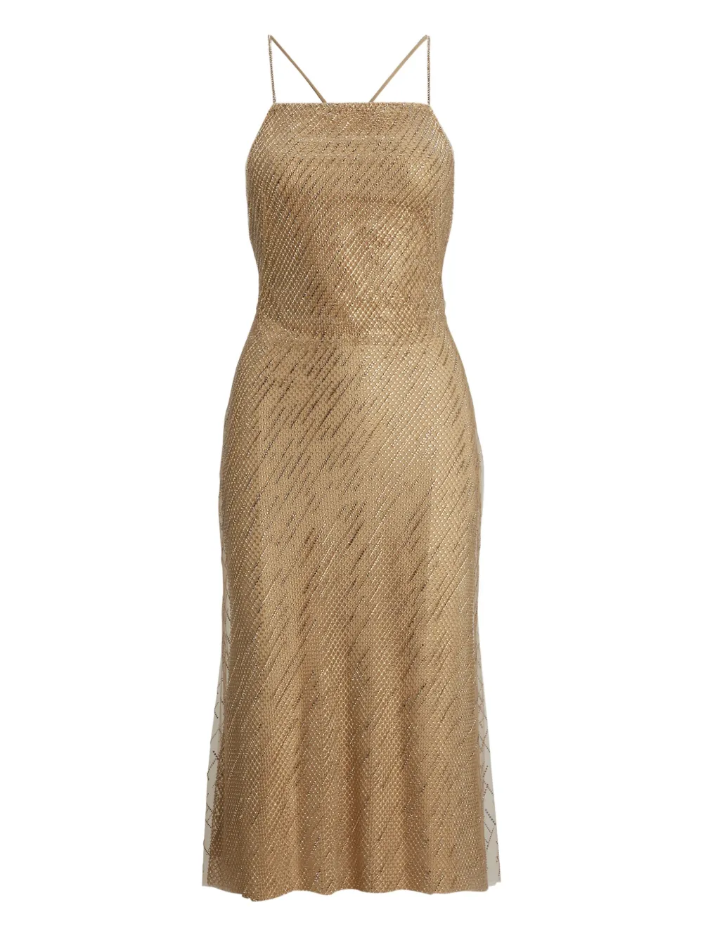 metallic mesh slip dress
