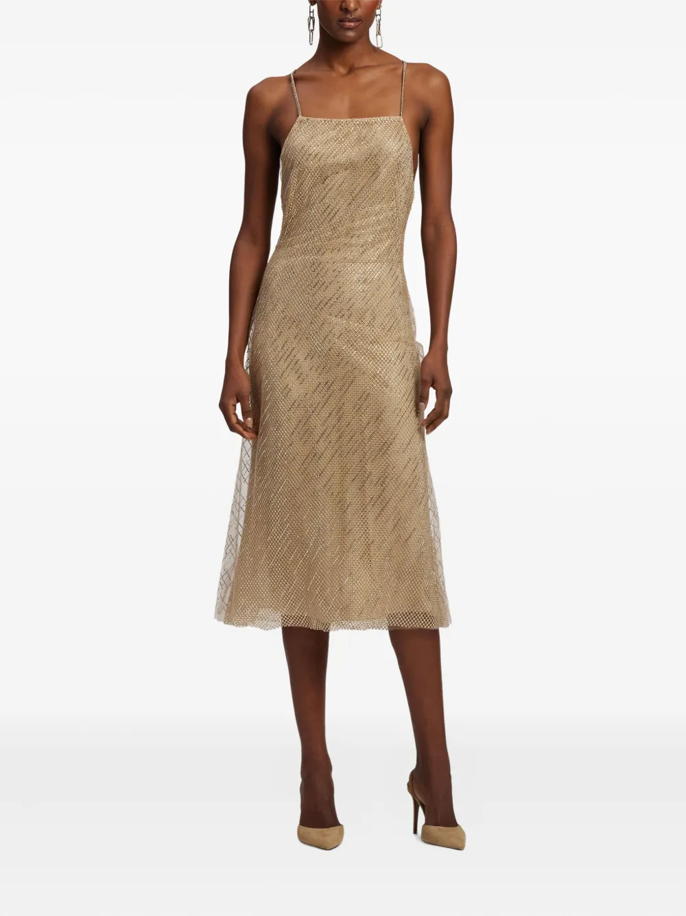 Metallic Mesh Slip Dress