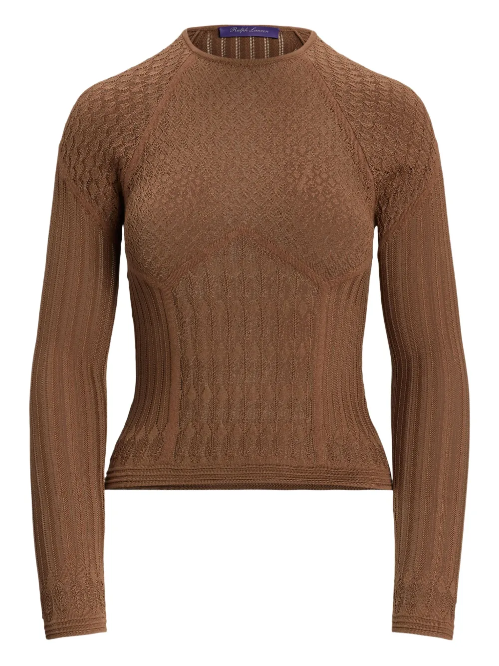 pointelle-knit raglan-sleeve sweater