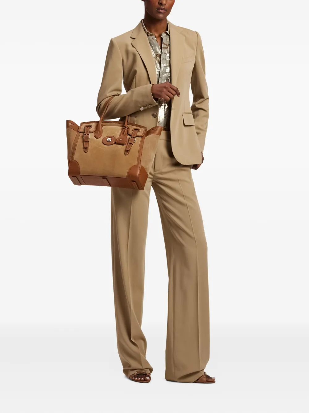Ralph Lauren Collection Pantalon met wijde pijpen Beige