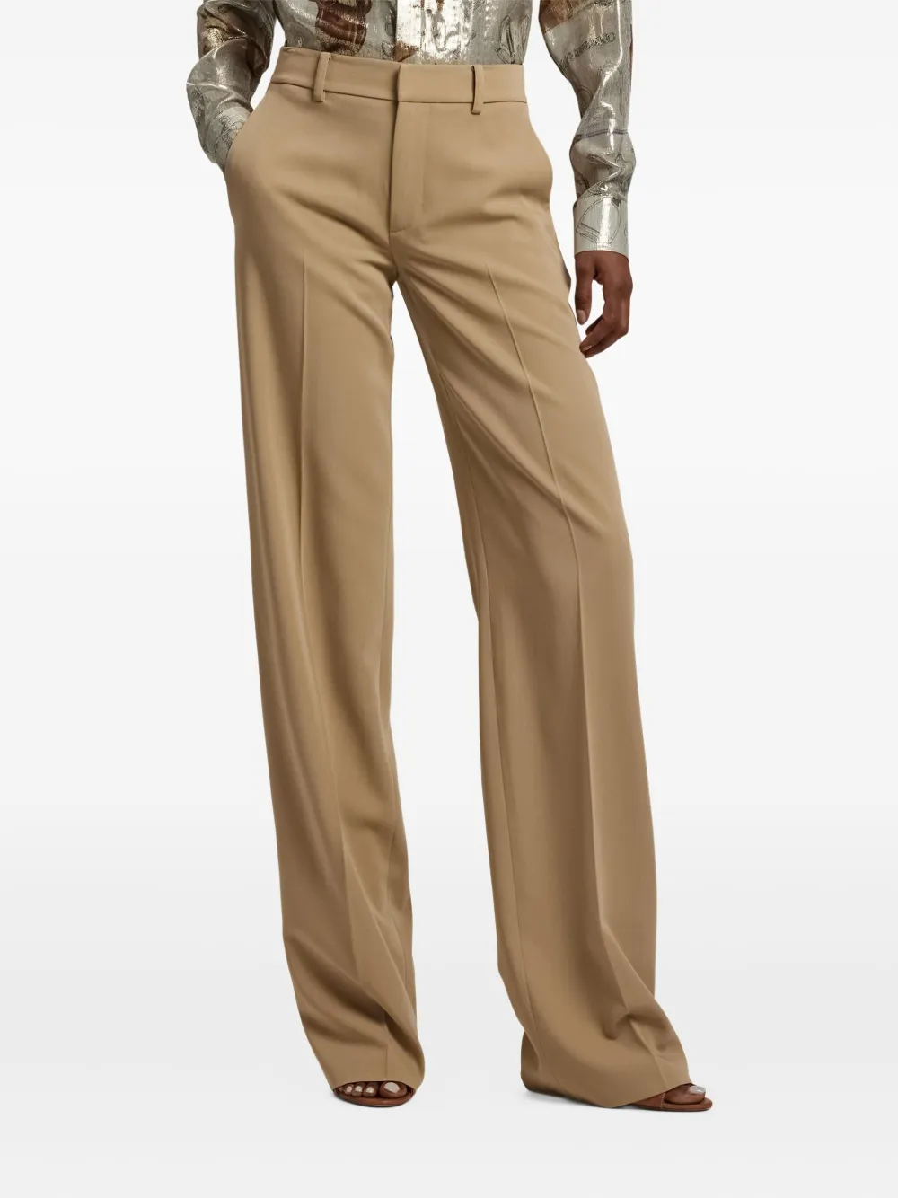 Ralph Lauren Collection Pantalon met wijde pijpen Beige