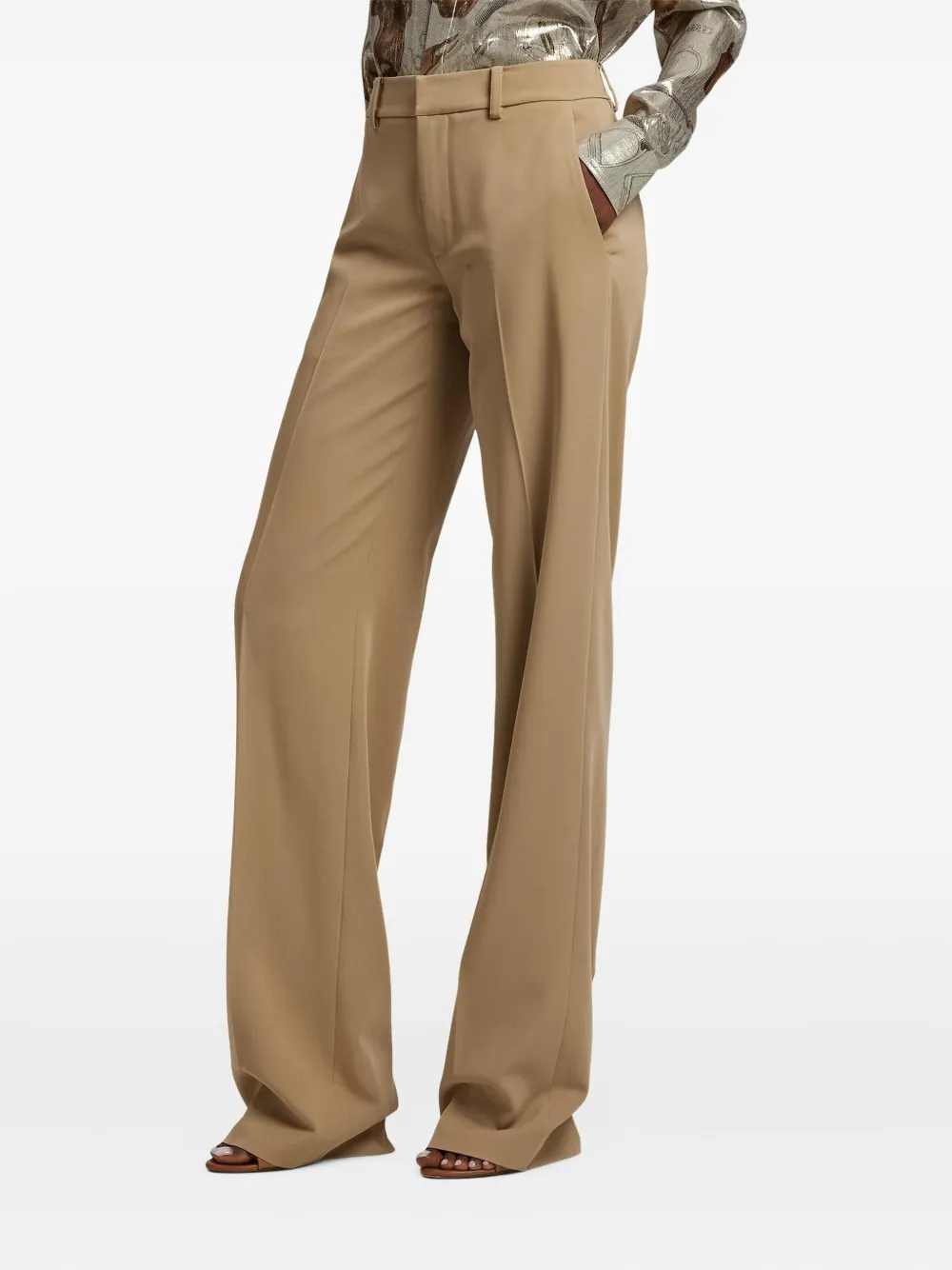 Ralph Lauren Collection Pantalon met wijde pijpen Beige