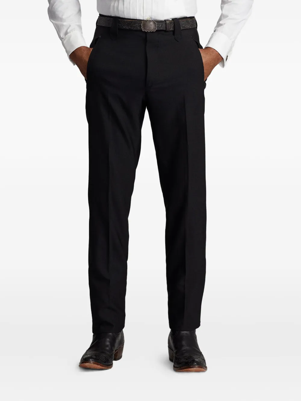 Ralph Lauren RRL Wollen straight broek met zijzakken Zwart