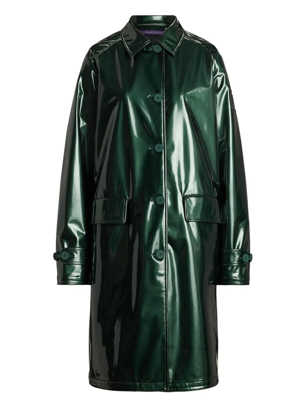 glossy trench coat