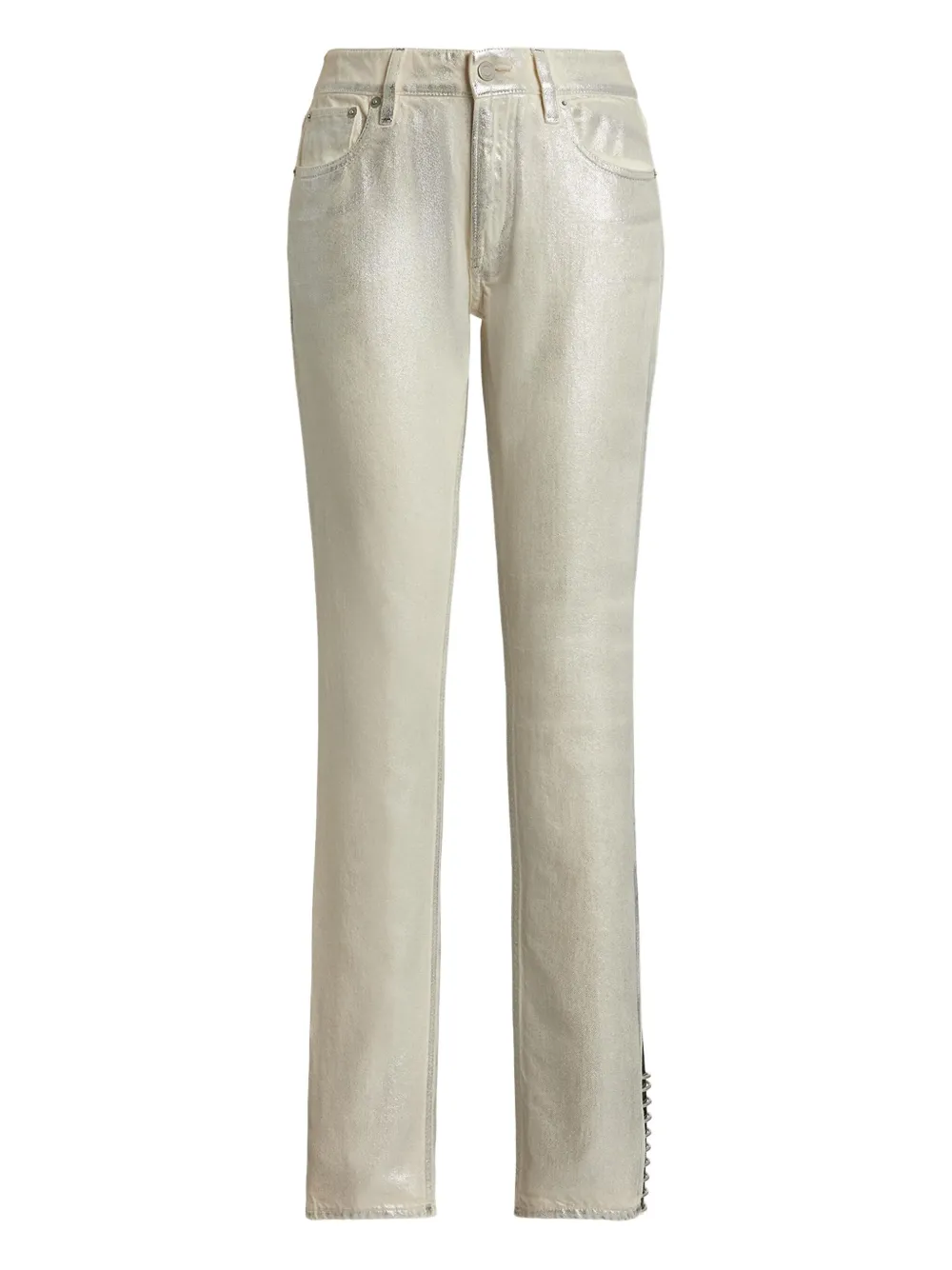 Ralph Lauren Metallic Straight-leg Jeans In Neutral