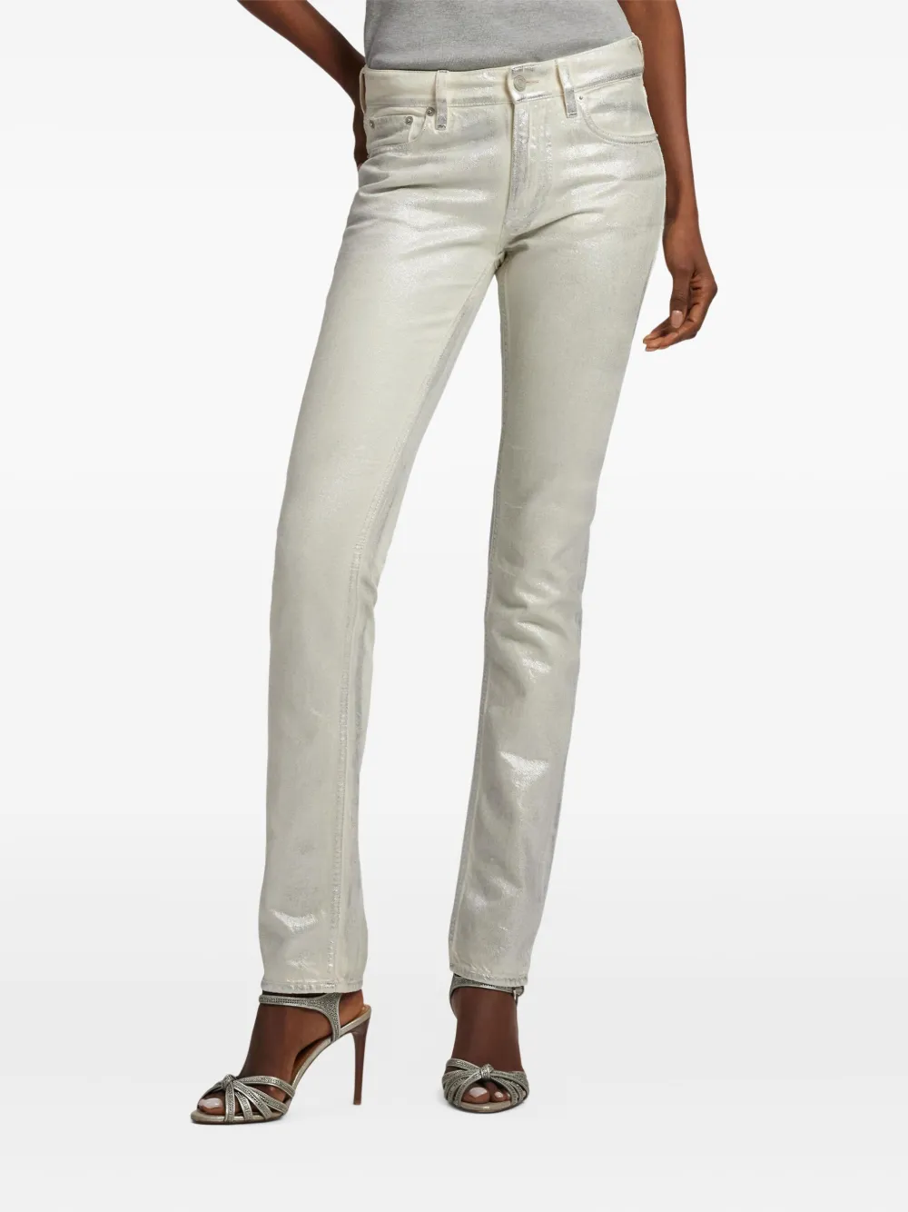 Ralph Lauren Metallic Straight-leg Jeans In Neutral