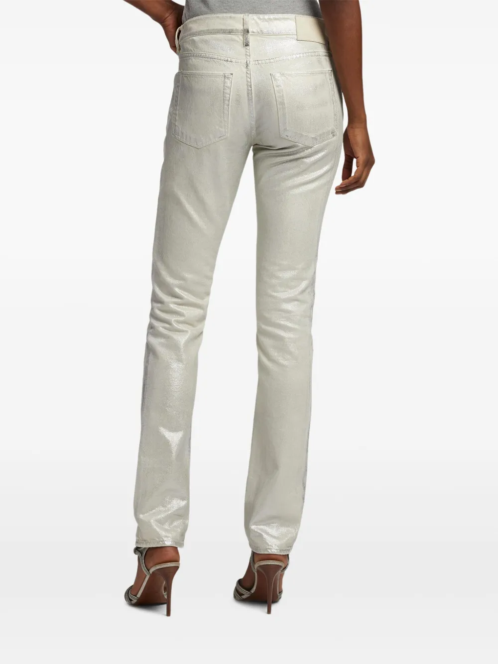Ralph Lauren Metallic Straight-leg Jeans In Neutral