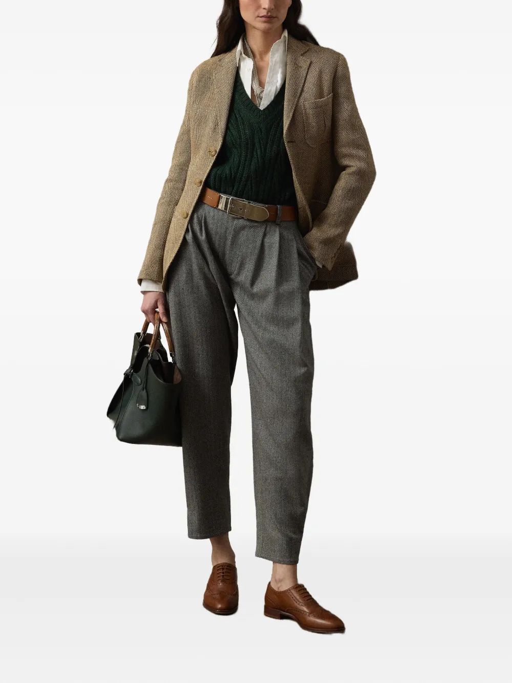 Ralph Lauren Collection Jeanne geplooide pantalon Grijs
