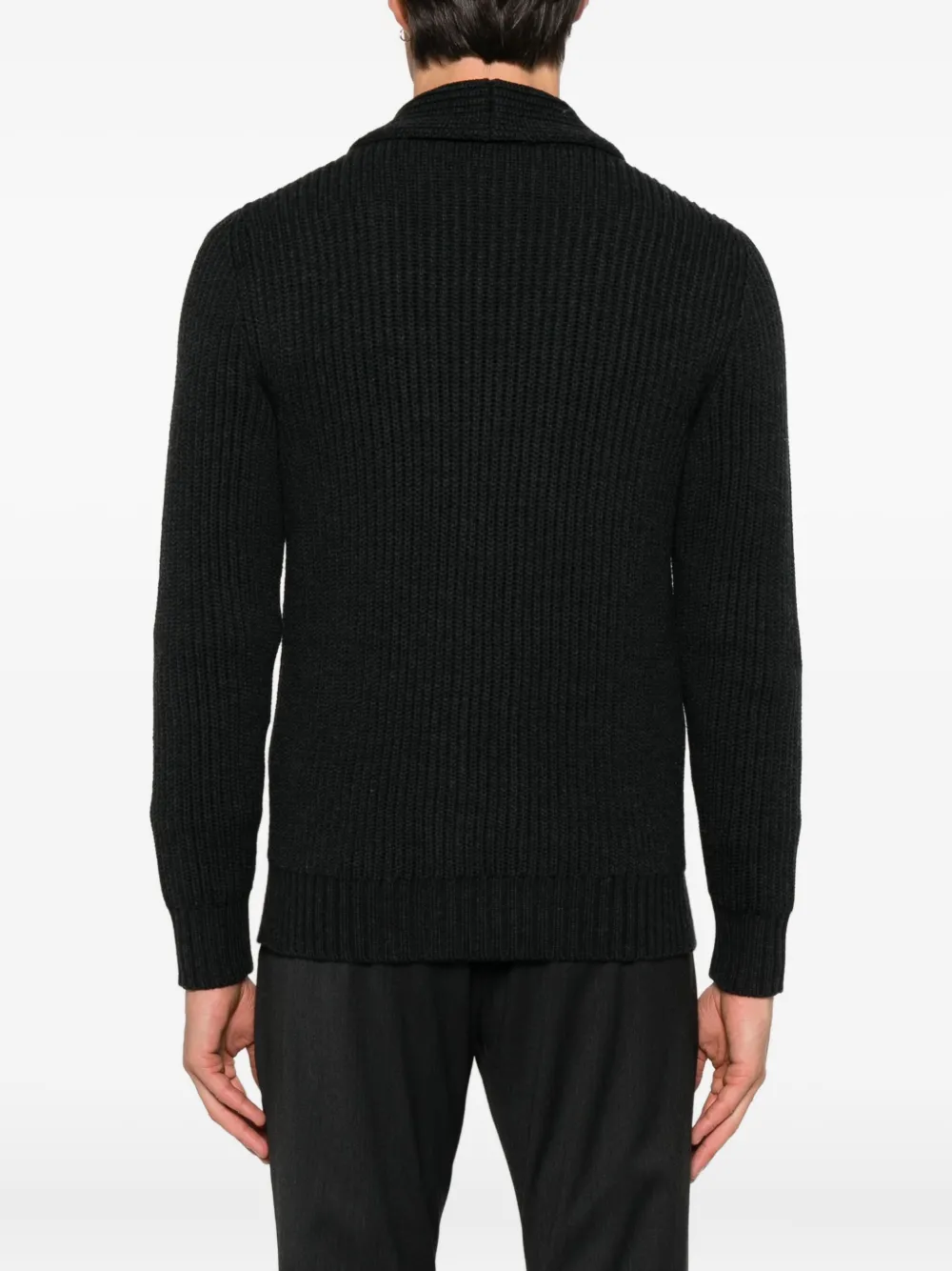 Eleventy ribbed shawl-collar cardigan Grijs