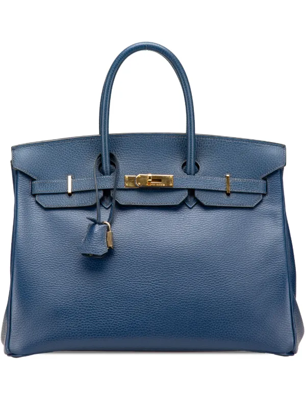 Birkin Tasche Blau Mit Braunem Henkel Hermès Pre-Owned 2002 Togo