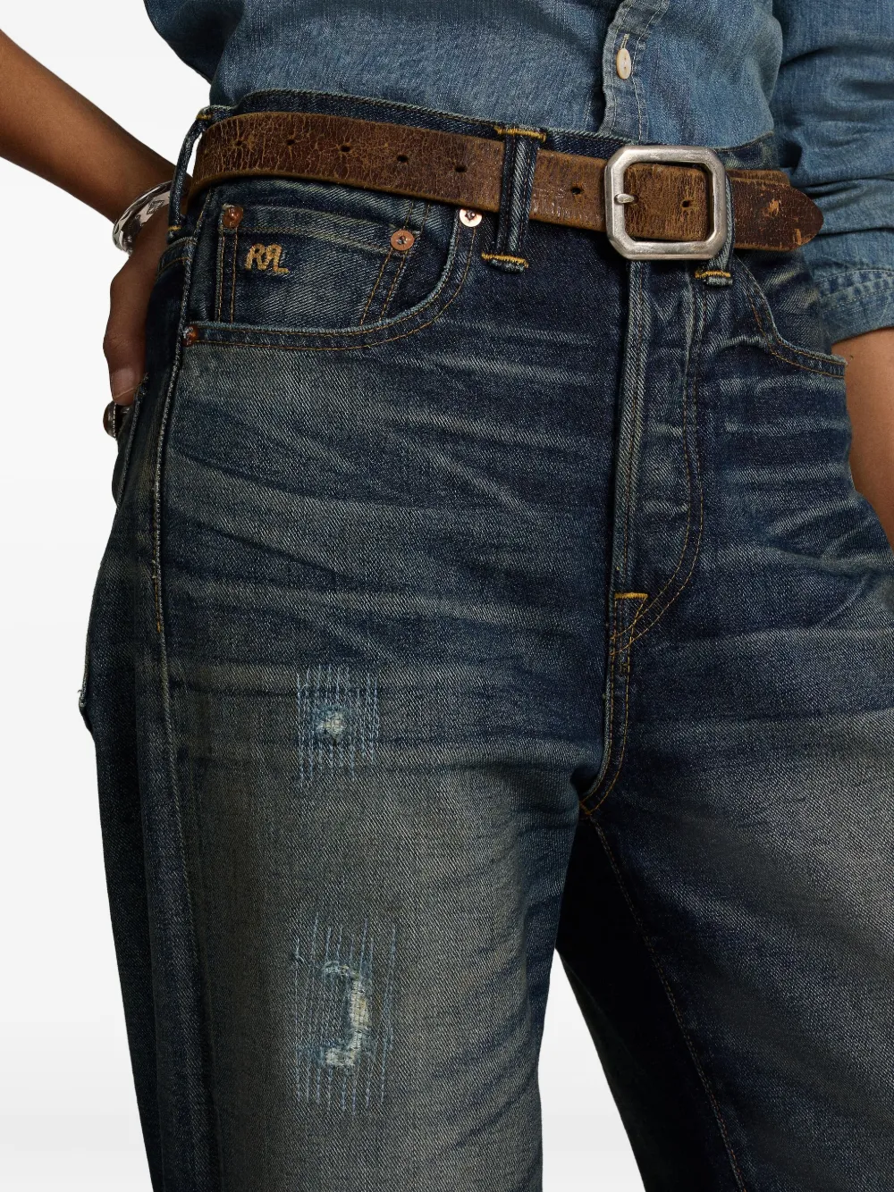 Ralph Lauren RRL Jeans met gerafeld effect Blauw