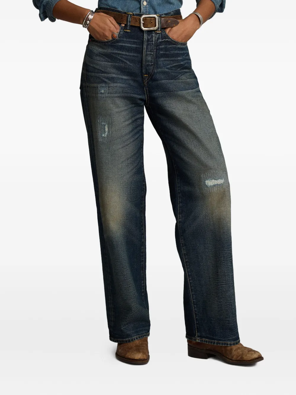 Ralph Lauren RRL Jeans met gerafeld effect Blauw