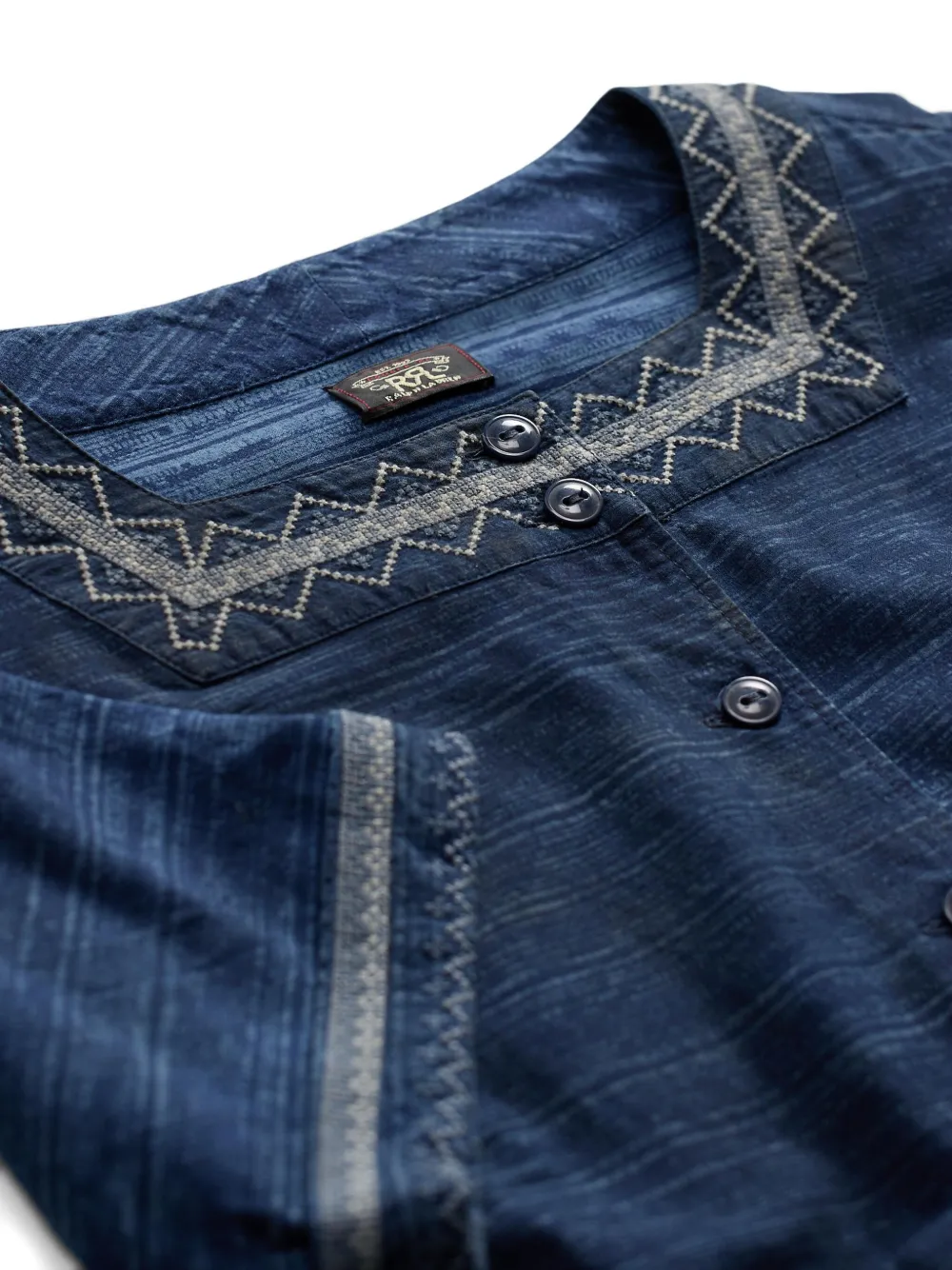 Rrl Luciana Embroidered Button-up Dress In Blue