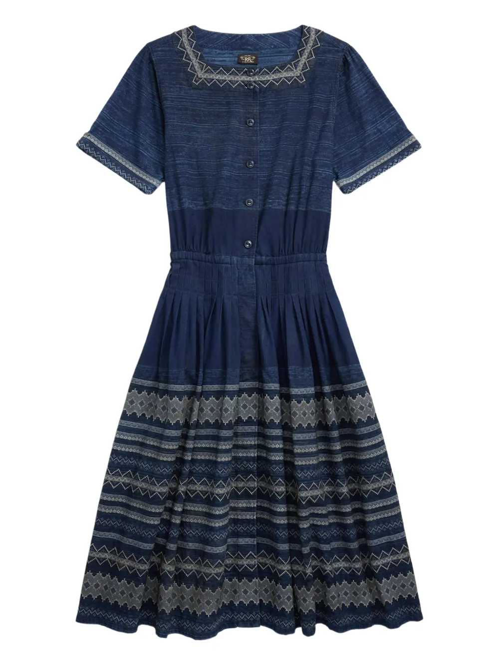 Rrl Luciana Embroidered Button-up Dress In Blue