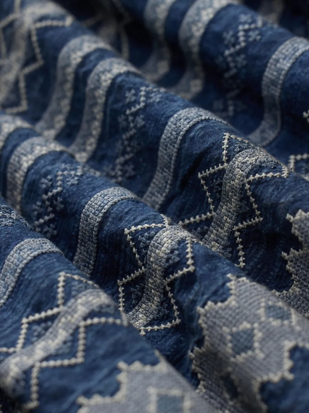 Rrl Luciana Embroidered Button-up Dress In Blue