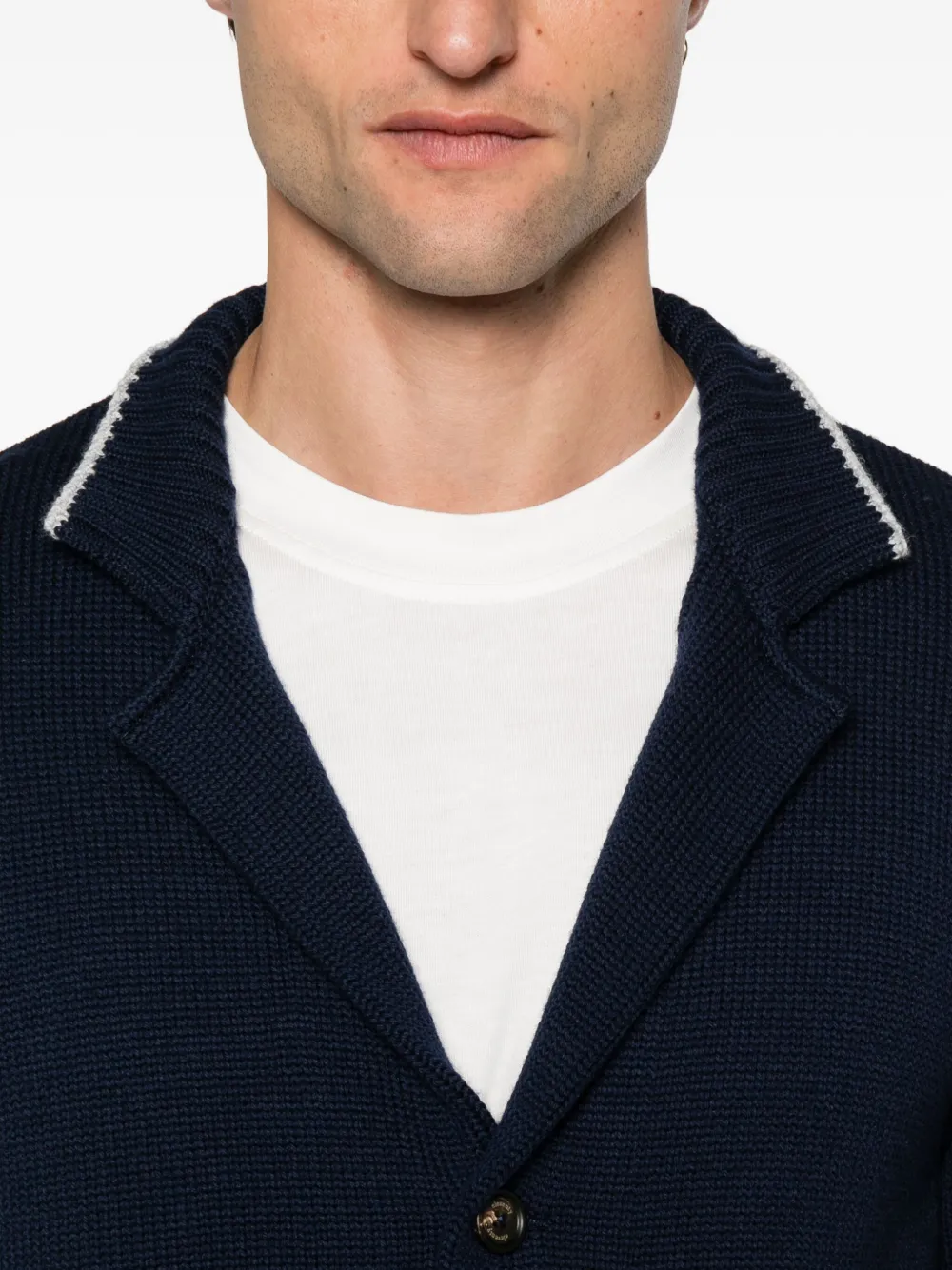Eleventy button-detailed ribbed cardigan Blauw