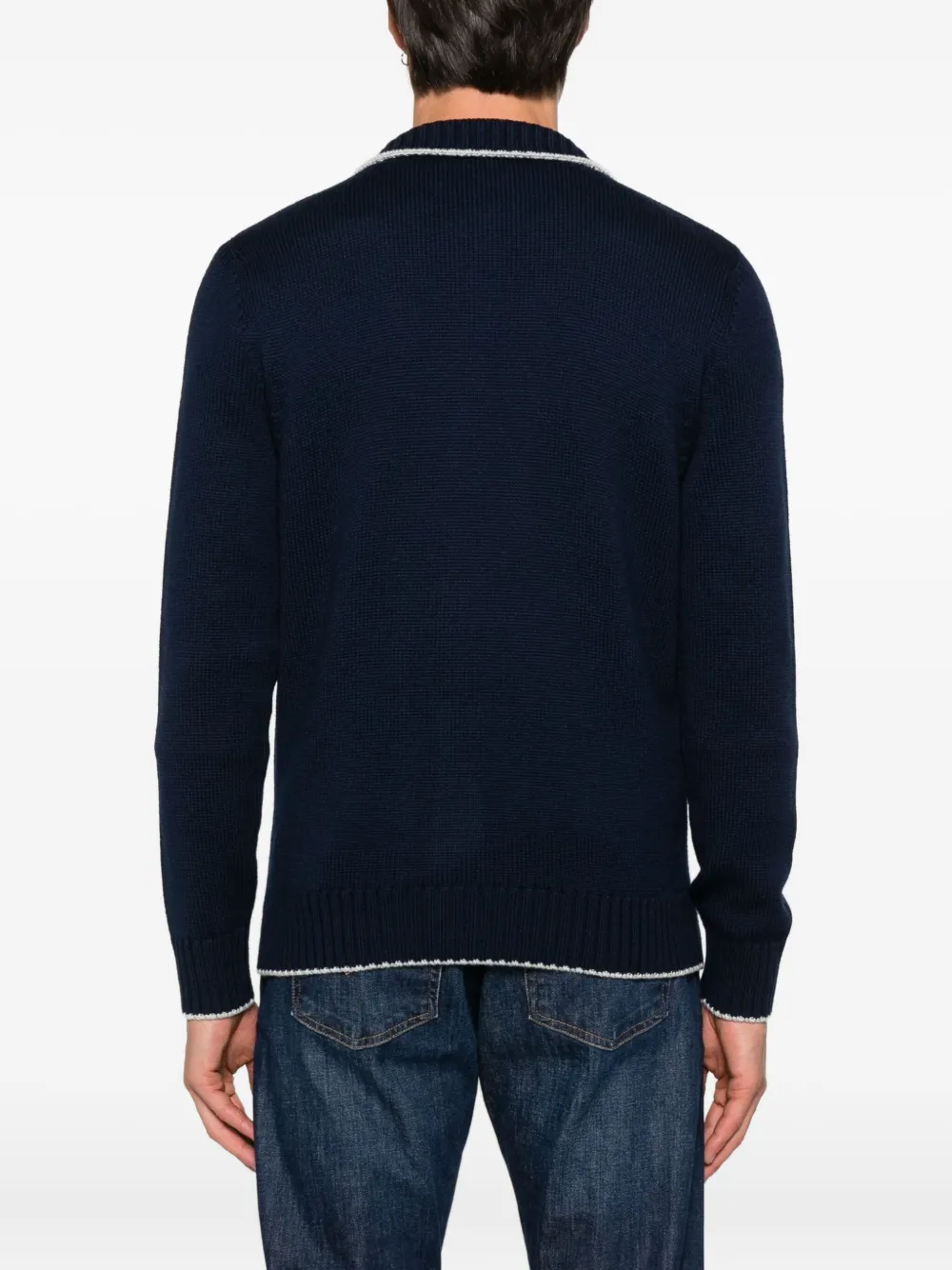 Eleventy button-detailed ribbed cardigan Blauw
