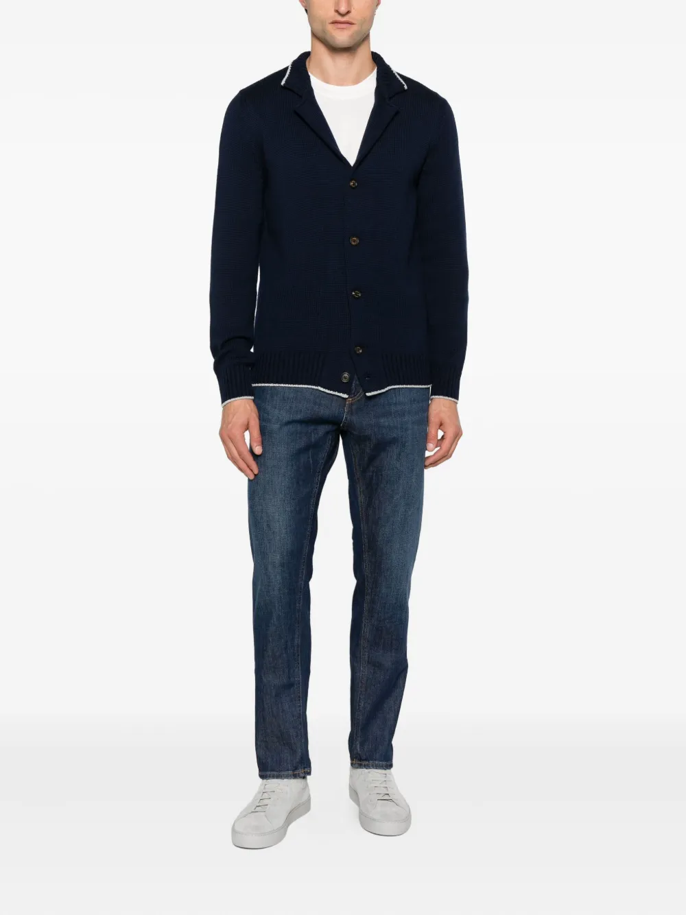 Eleventy button-detailed ribbed cardigan Blauw