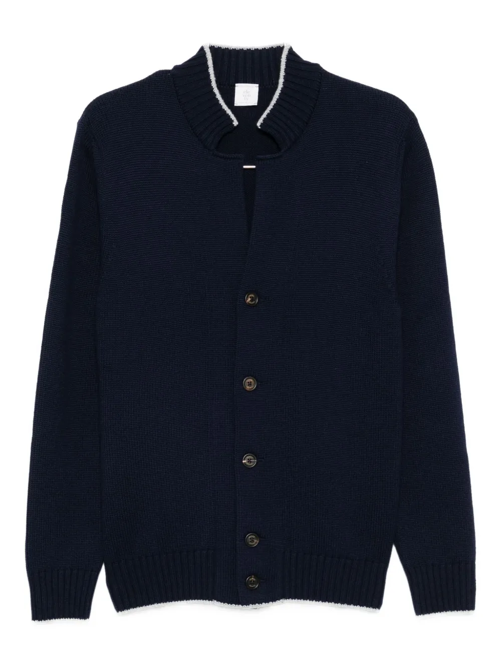 Eleventy button-detailed ribbed cardigan Blauw