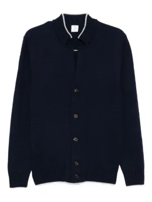 エンポリオアルマーニ　パターン編み　ジップアップ　カーディガン ネイビー Emporio Armani ニットカーディガン | ブルー | FARFETCH JP