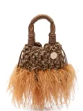 Isla Glam Plumas feathered tote bag - Brown