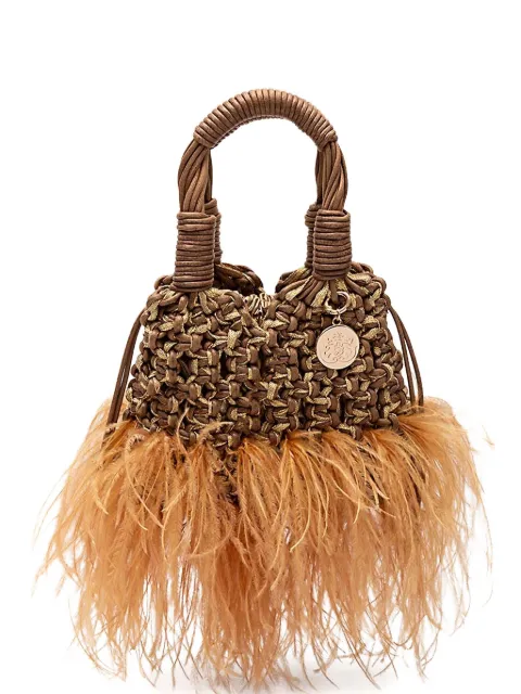 Isla Glam Plumas feathered tote bag