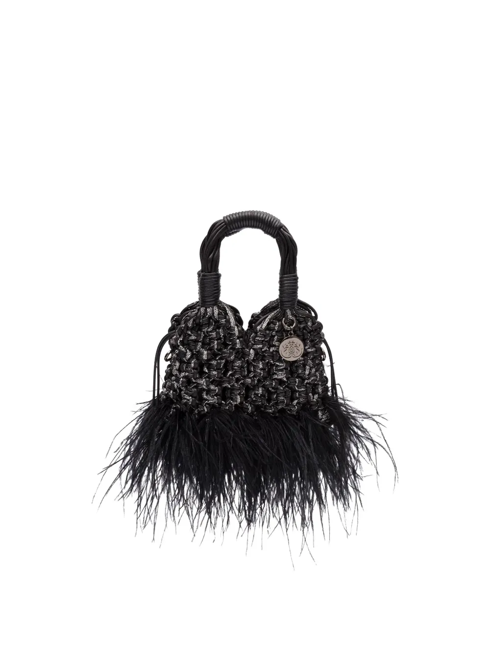 Isla Glam Plumas feathered tote bag | Black | Image 1