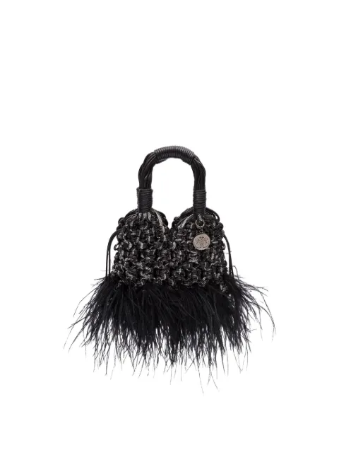 Isla Glam Plumas feathered tote bag