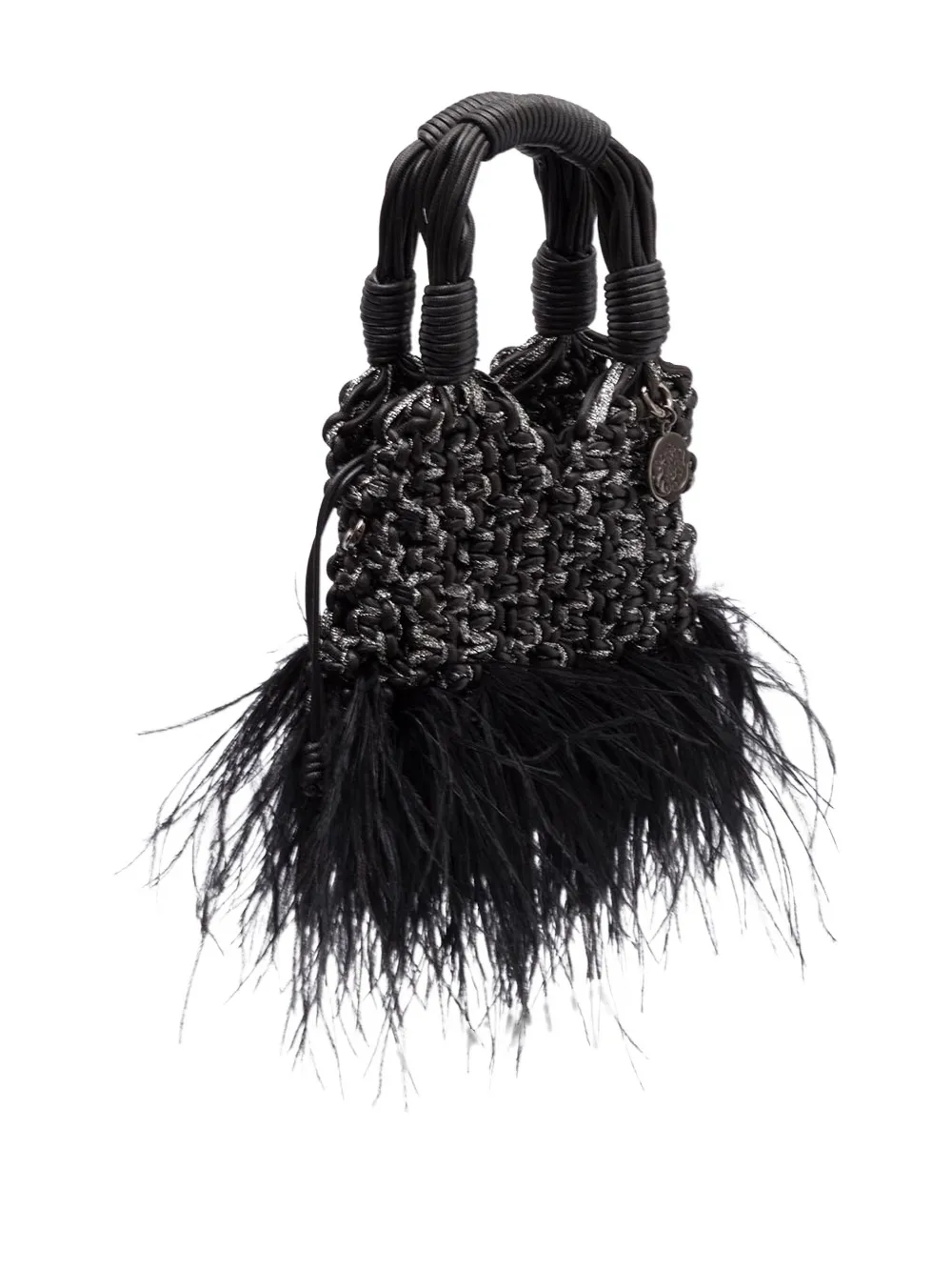 Isla Glam Plumas feathered tote bag - Zwart