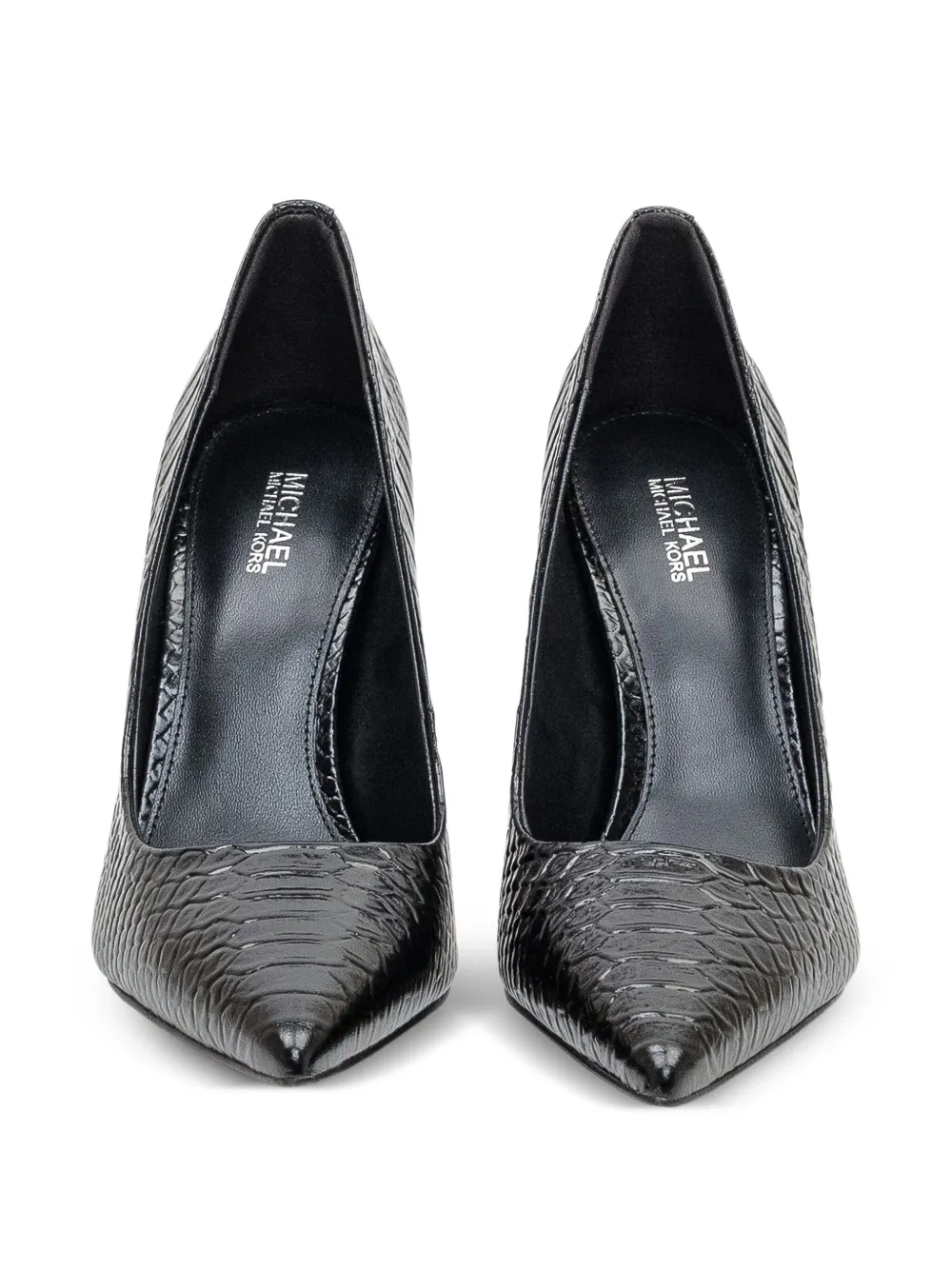 Michael Kors 100 mm pumps met puntige neus en slangen-effect Zwart