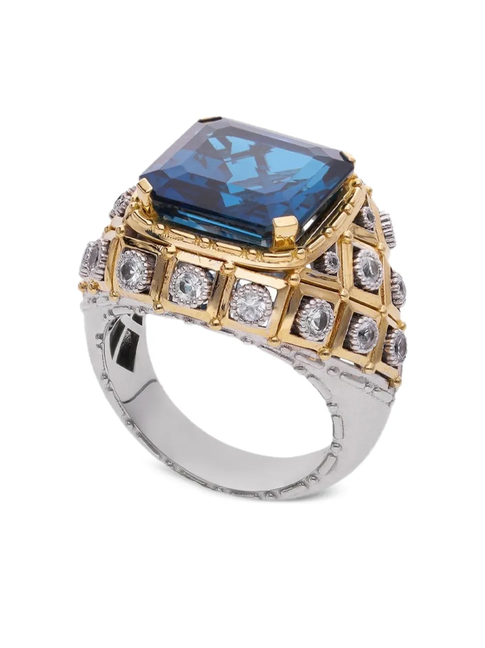 Dolce & Gabbana 18kt Eleganza Goldring mit Topas und Saphiren - Blau
