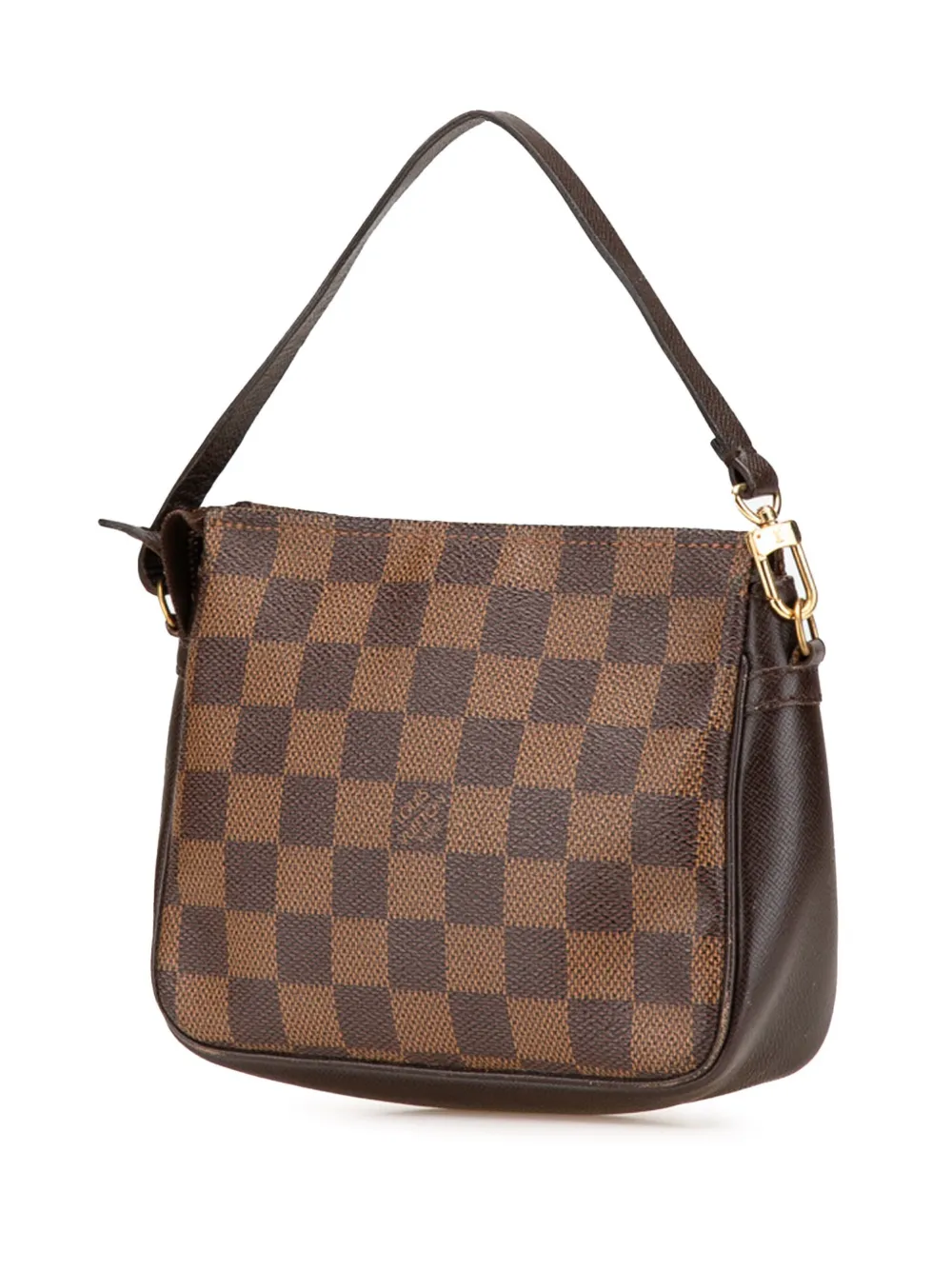 Pre-owned Louis Vuitton 1998 Damier Ebene Trousse Pochette Handbag In Brown