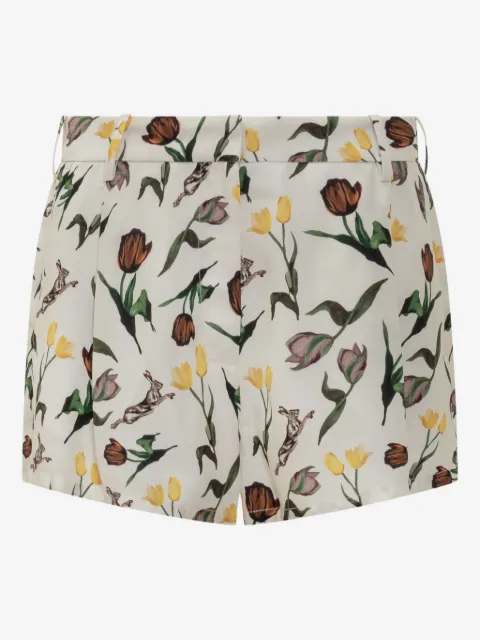 Marni shorts con estampado de liebres y tulipanes