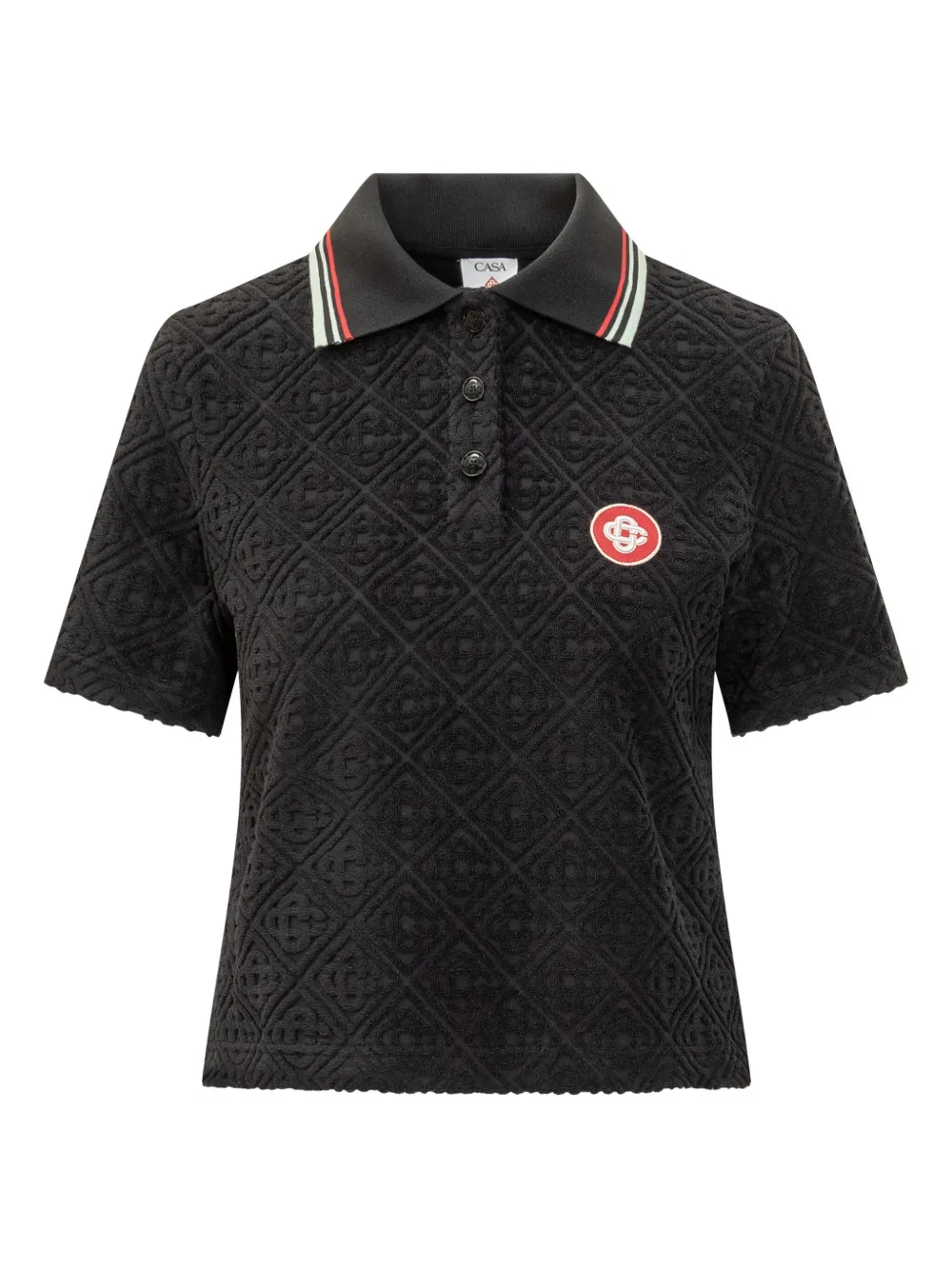 Casablanca monogram-jacquard polo shirt | Black | Image 1