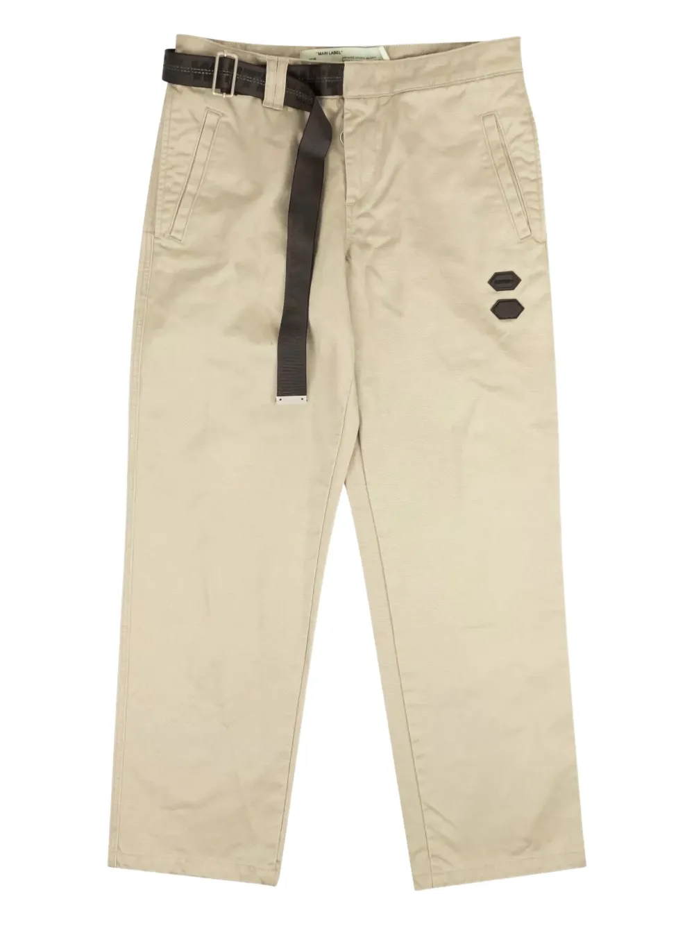 Off-White Jeans met toelopende pijpen en ceintuur Beige