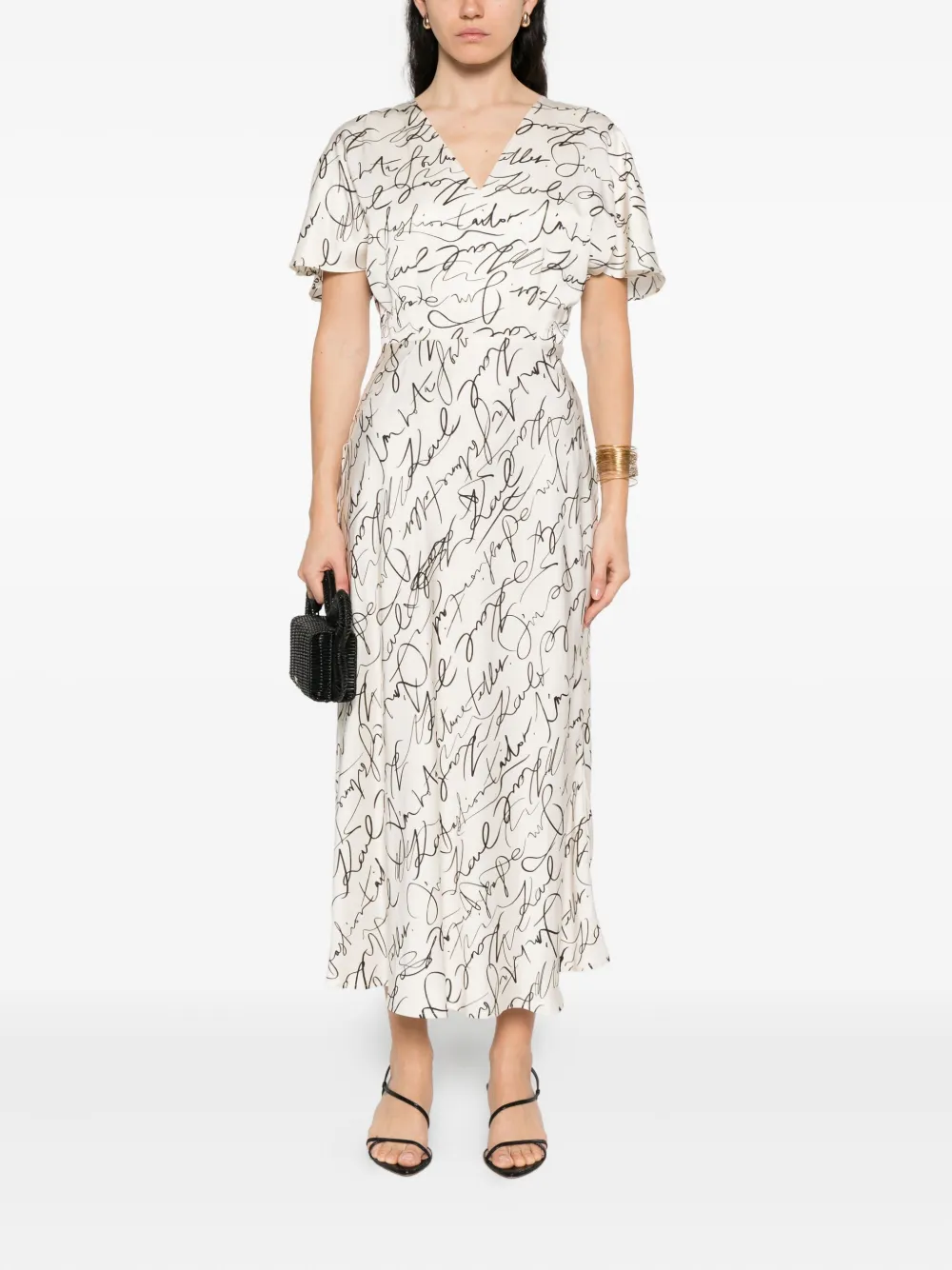 Karl Lagerfeld Midi-jurk met print Wit