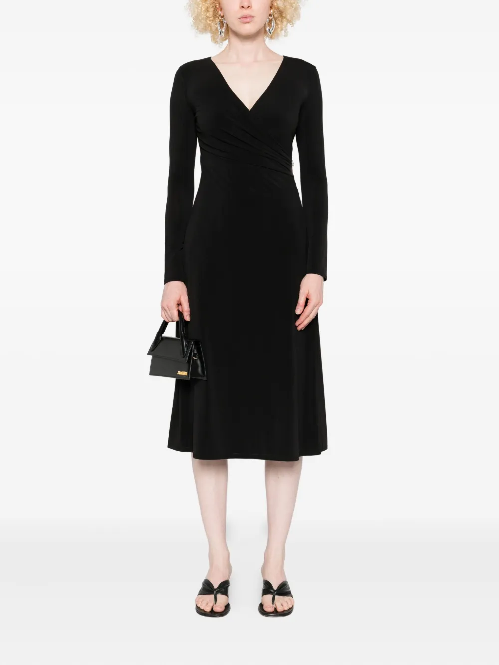 Karl Lagerfeld Wrap-design Midi Dress In Black