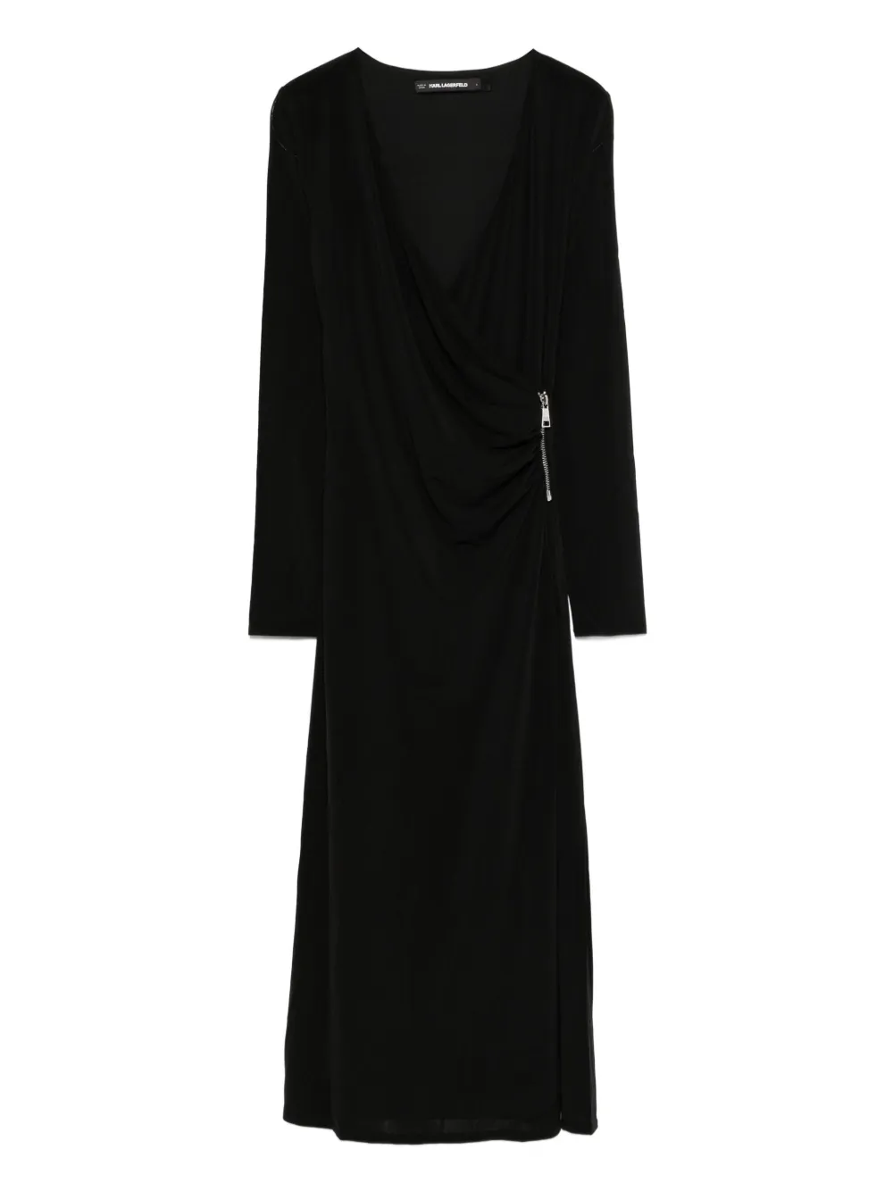 Karl Lagerfeld Wrap-design Midi Dress In Black