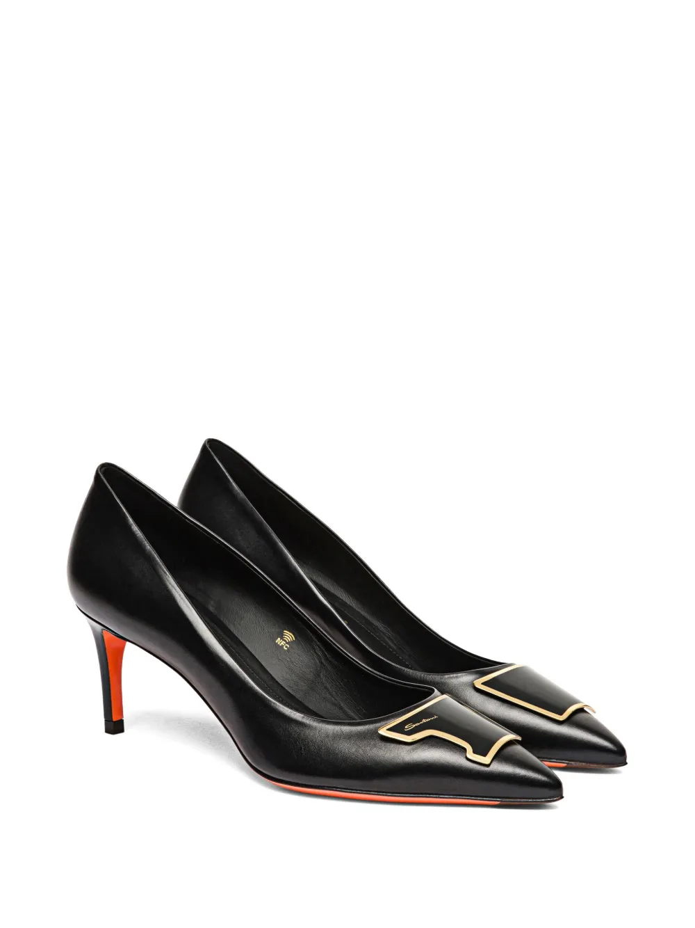 Santoni 90mm Sibille leather pumps Black