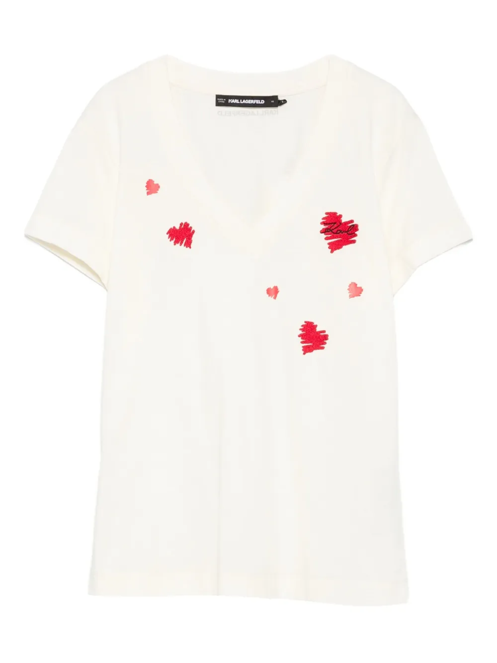 Karl Lagerfeld heart-embellished cotton top - Toni neutri
