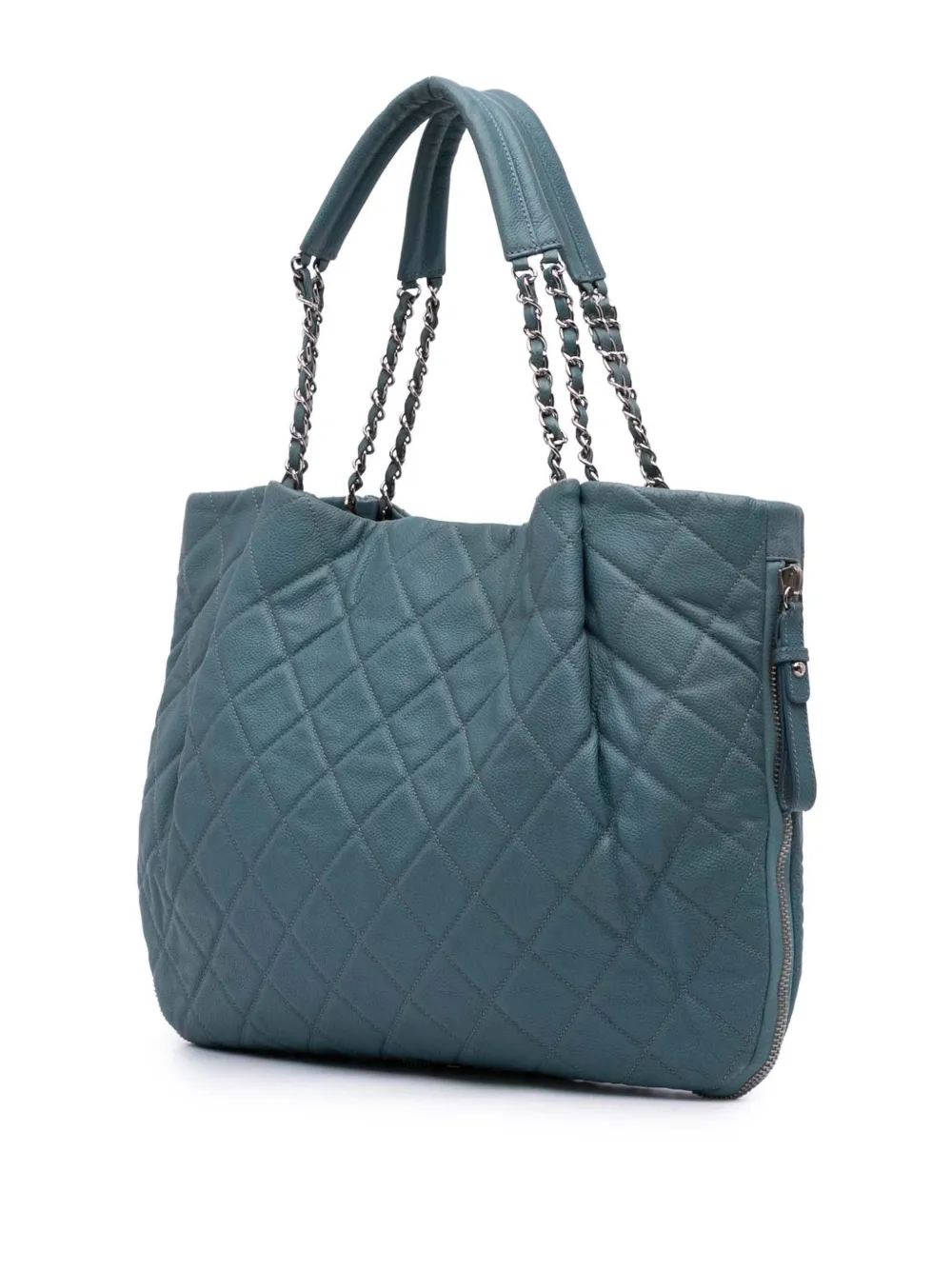 Pre-owned Chanel 2010-2011 Quilted Caviar Expandable Zip Tote Bag