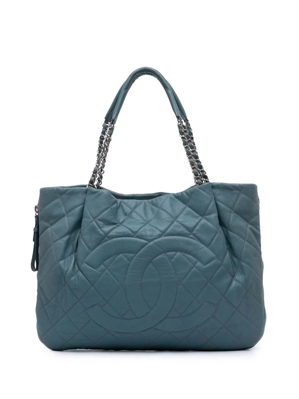 CHANEL Pre-Owned tote de piel caviar capitonada con cierre y diseño extensible 2010-2011 | azul | Image 1