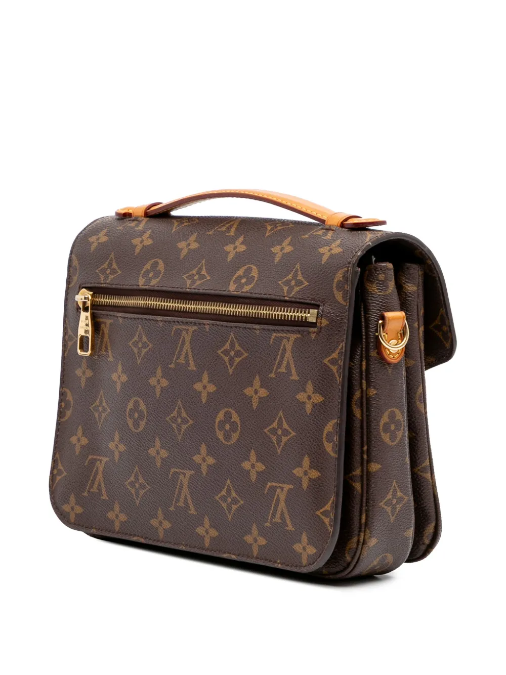 Pre-owned Louis Vuitton 2016 Monogram Pochette Metis Satchel In Brown