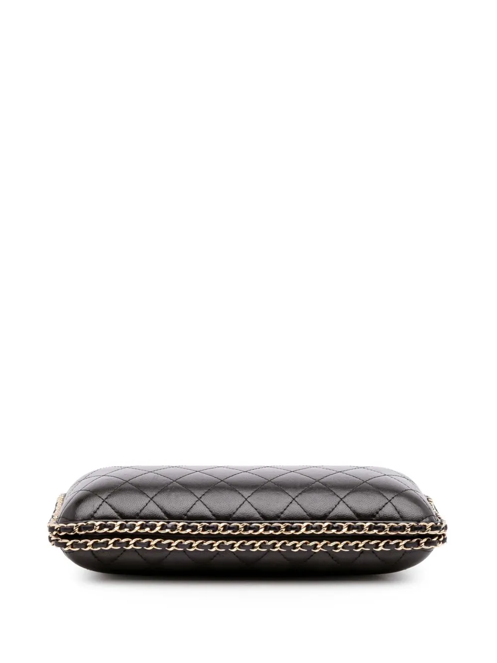 Pre-owned Chanel 2012 Quilted Lambskin Chain Around Clutch Crossbody Bag In Black
