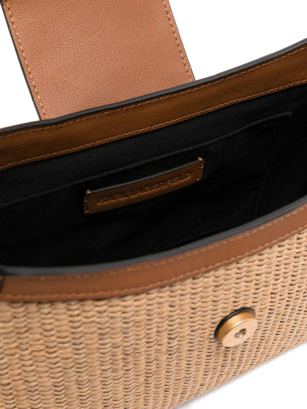 Karl Lagerfeld K Signature geweven leren schoudertas Beige