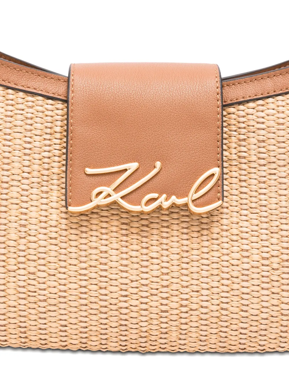 Karl Lagerfeld K Signature geweven leren schoudertas Beige