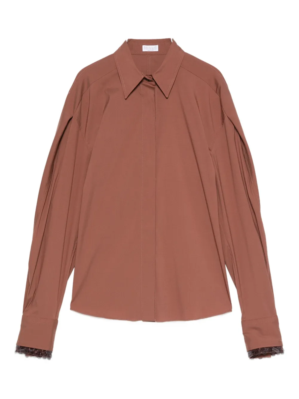 Brunello Cucinelli Long-sleeve Layered Shirt In Brown