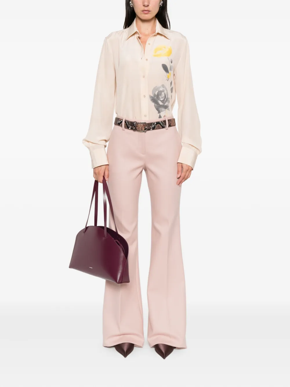 Ermanno Scervino Zijden blouse met bloemenprint Beige