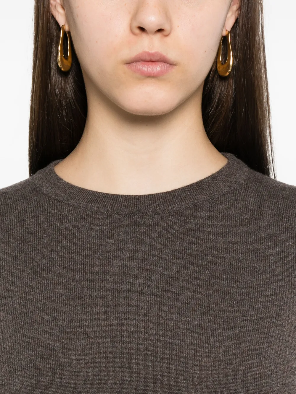 Brunello Cucinelli Round-neck Cashmere Sweater In Brown