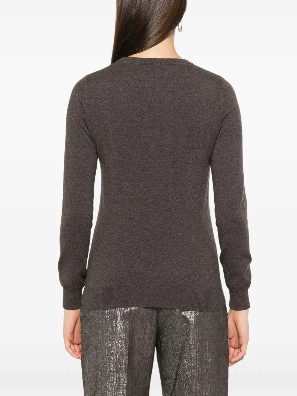Brunello Cucinelli Round-neck Cashmere Sweater In Brown